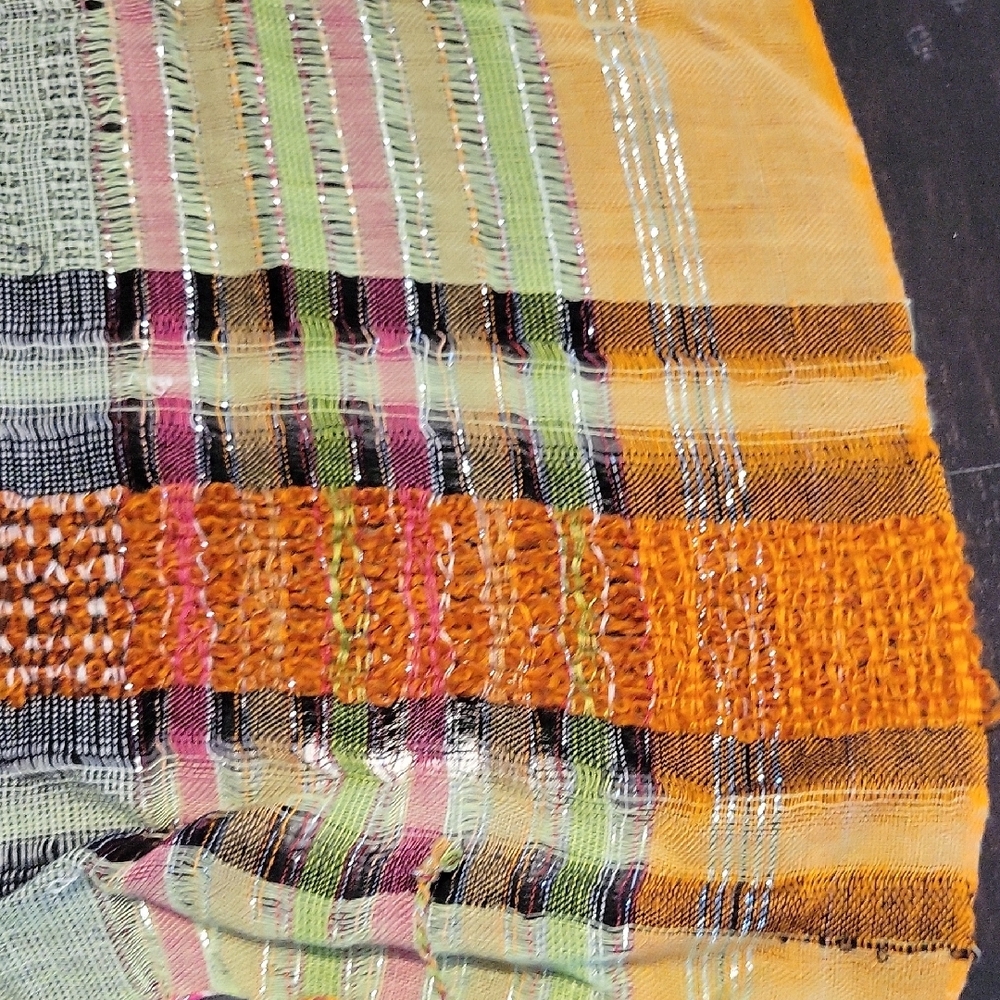 Shimmering Multicolor Striped Women's Scarf w/Silver Threading
